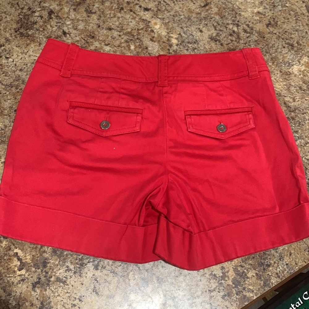 White House Black Market Red High-Rise Cuffed Shorts - Picture 3 of 7